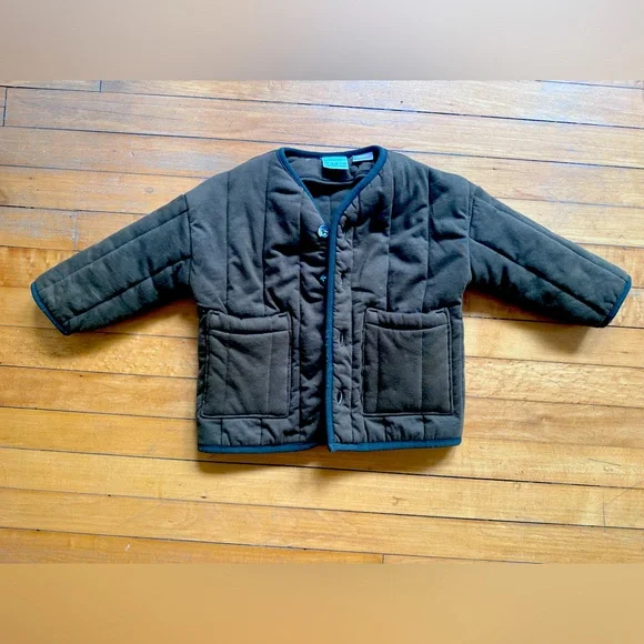 Zara Olive green Channel lined jacket with tortoise shell faux buttons - Picture 1 of 4